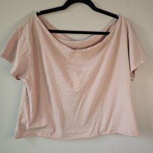 Hollister Pink Raw Hem Off-The-Shoulder Crop Top - XL